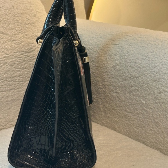 Brahmin Black Floral- mini Priscilla Satchel with Tassels - Picture 5 of 6